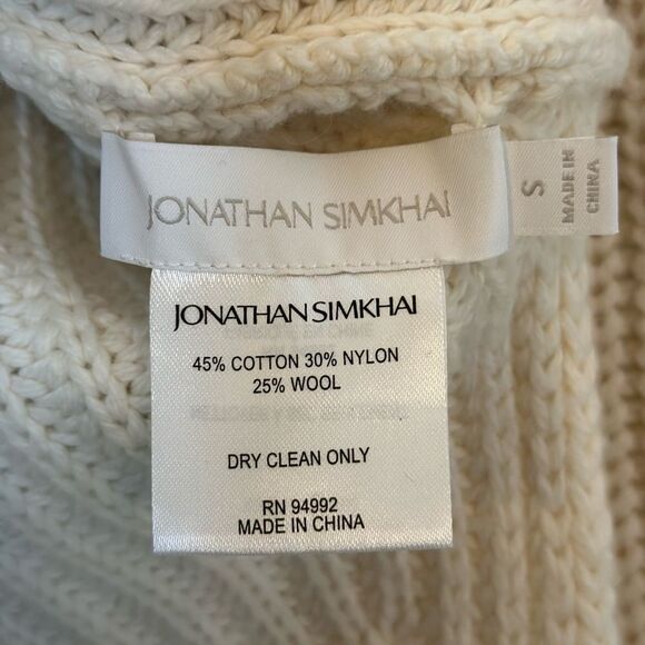 Jonathan Simkhai - Hadley Cable Open Back Wool Blend Pullover Cream/White - Picture 12 of 12